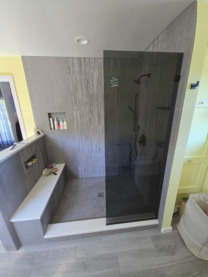 Custom frameless shower door in a Bergen County condo